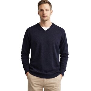 Brooks Brothers Supima Cotton Navy V-Neck Sweater Relaxed Fit Size S